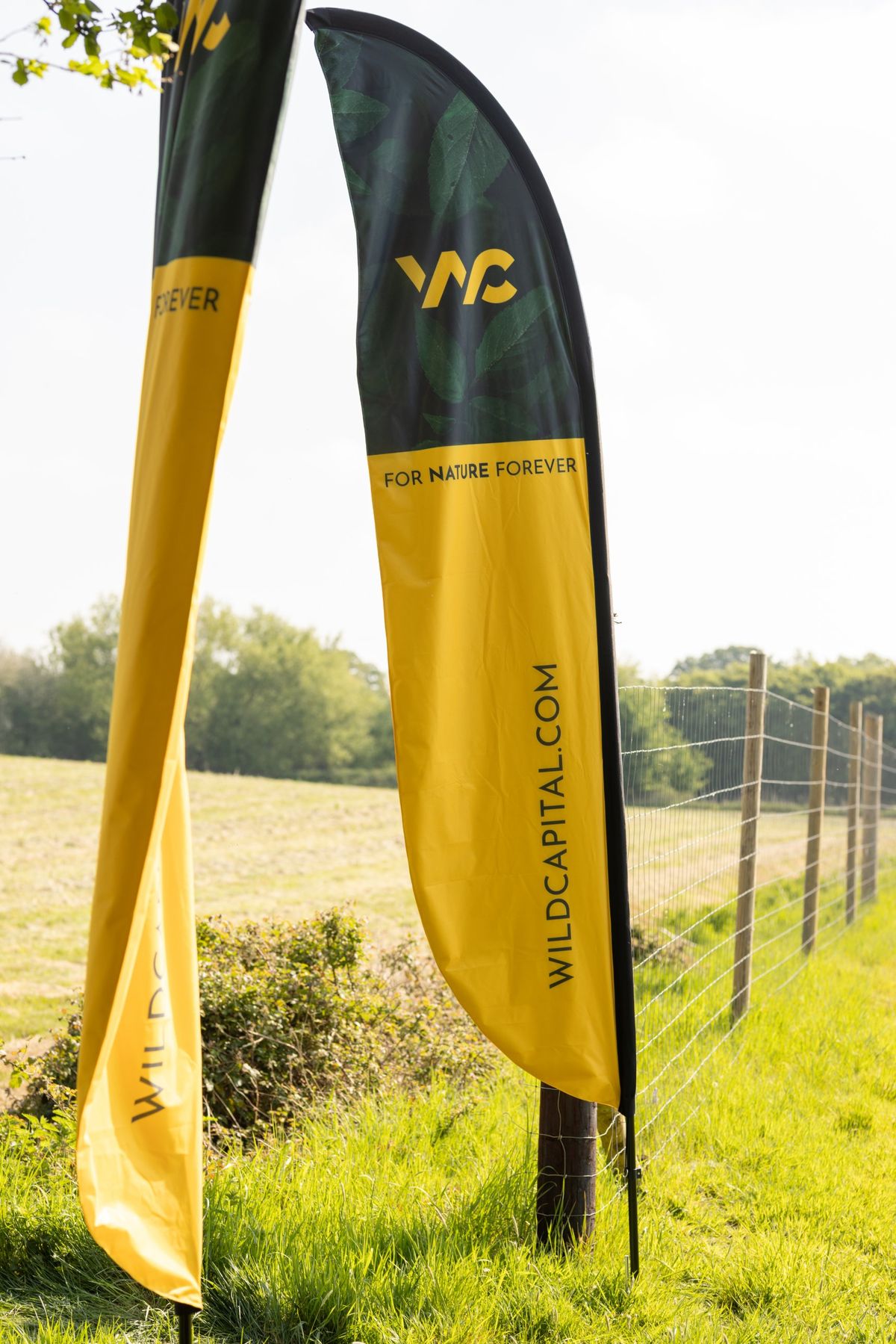 Wild Capital flags reading For nature forever, at one of our sites